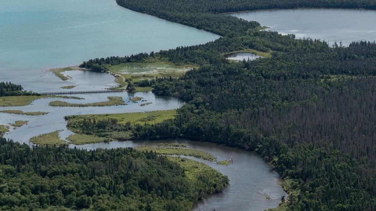 National Park Service, official Katmai landscape with the Brooks River and lake