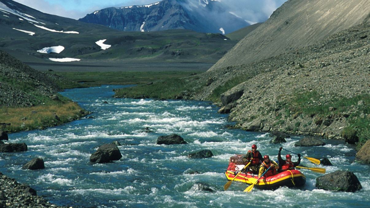 National Park Service, raft descending the Gates of Aniakchak River