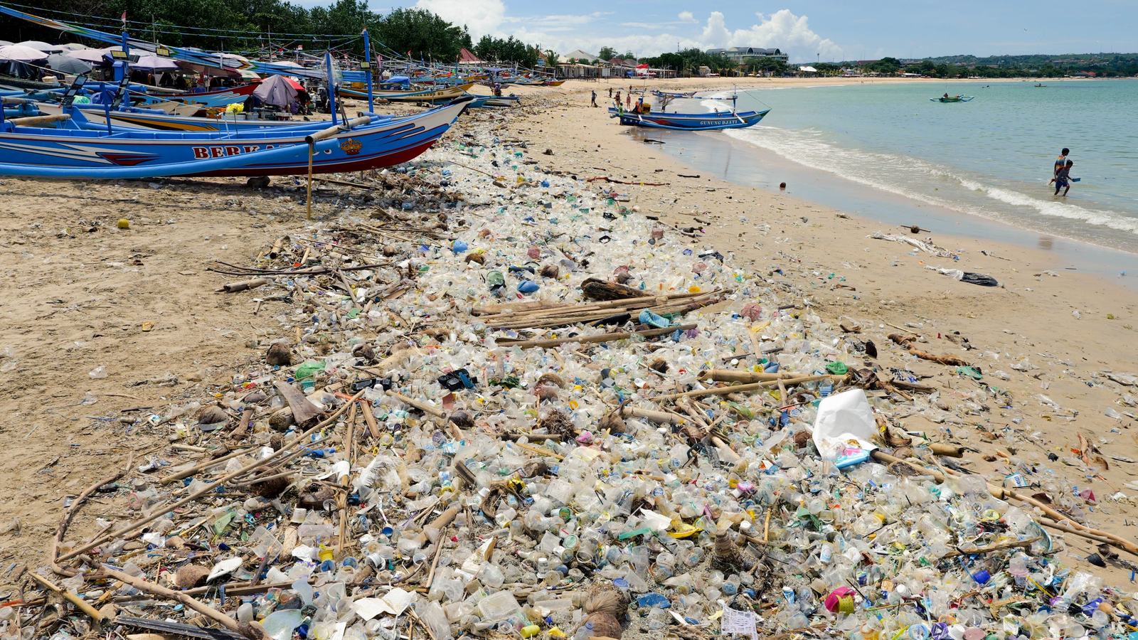 The Ocean Cleanup — official photograph of plastic pollution on an Indonesian beach (illustrating overseas sources, not Australia)
