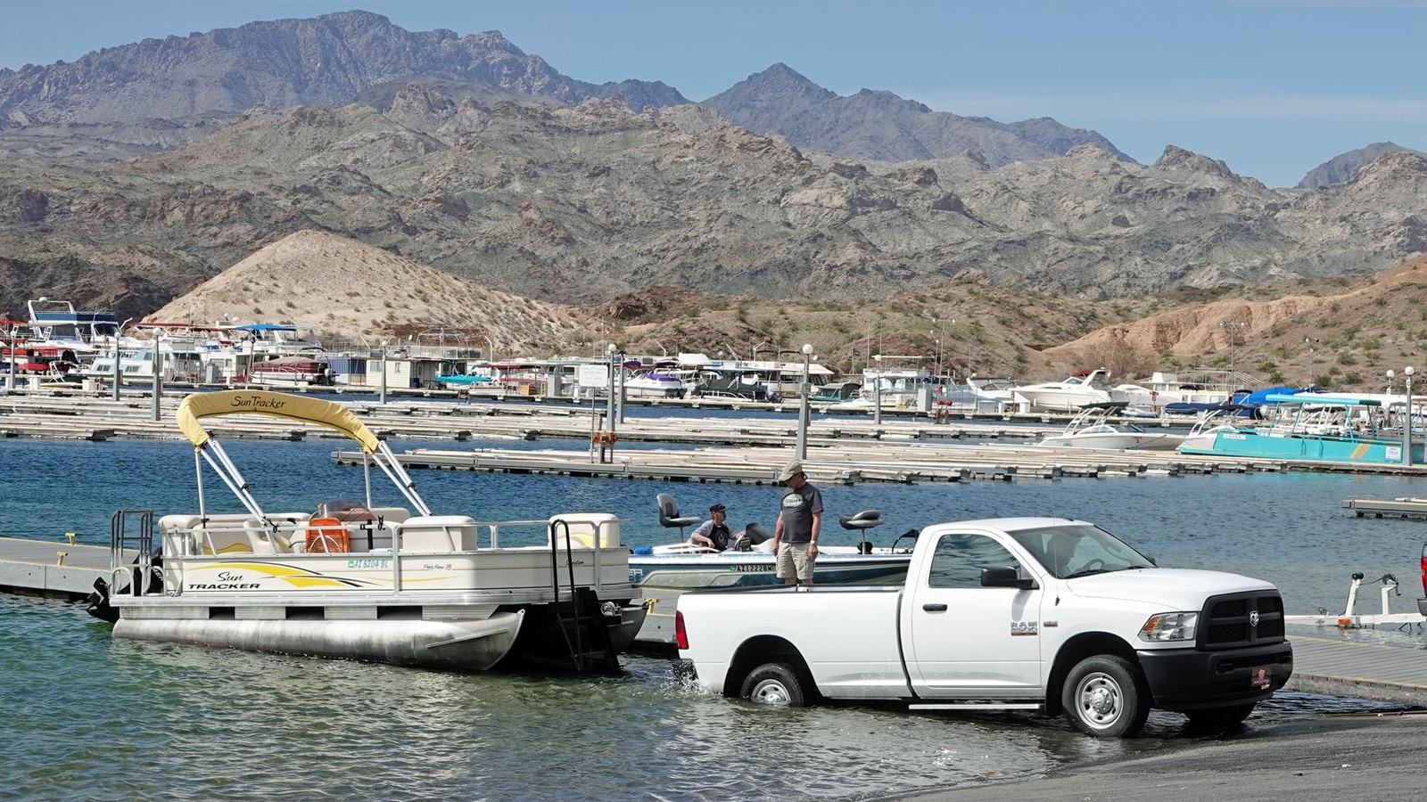 National Park Service photograph / A. Cattoir — boat launching at Katherine Landing on Lake Mohave, Arizona; official NPS place-page image AB87FB3B-A1FA-2CC3-7EF25487C9BBC636.