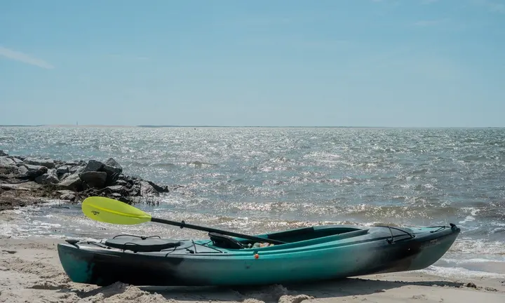 Cape Lookout by Kayak: North Carolina’s Salt Marsh and Barrier Islands — official US National Park Service, Cape Lookout National Seashore, Kayaking and Canoeing; official kayak beach photograph image