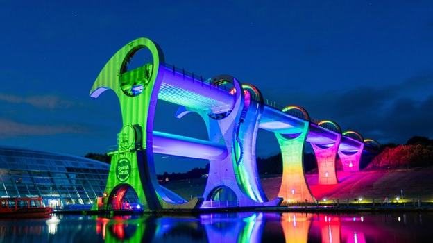 Falkirk Wheel Lights Up for an After-Dark Weekend — official Scottish Canals image