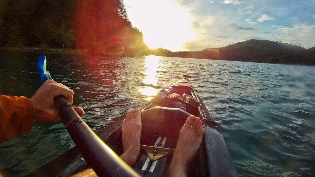 Olympic’s Lake Crescent by Kayak: Mountains, Blue Water and Quiet Shorelines — official US National Park Service, Olympic National Park, Boating and Visiting Lake Crescent; official park kayak photograph image