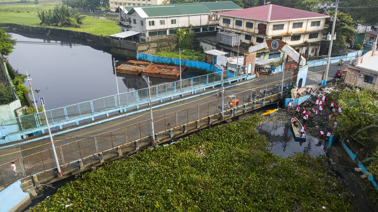 The Ocean Cleanup — official photograph of Interceptor 028 operating in the Meycauayan River, September 2026