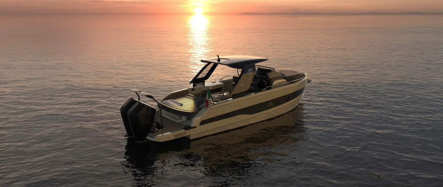 Cranchi Yachts — official A32 O/B manufacturer rendering | Cranchi A32 O/B Brings Fold-Down Sides to the 2026 Dayboat Range