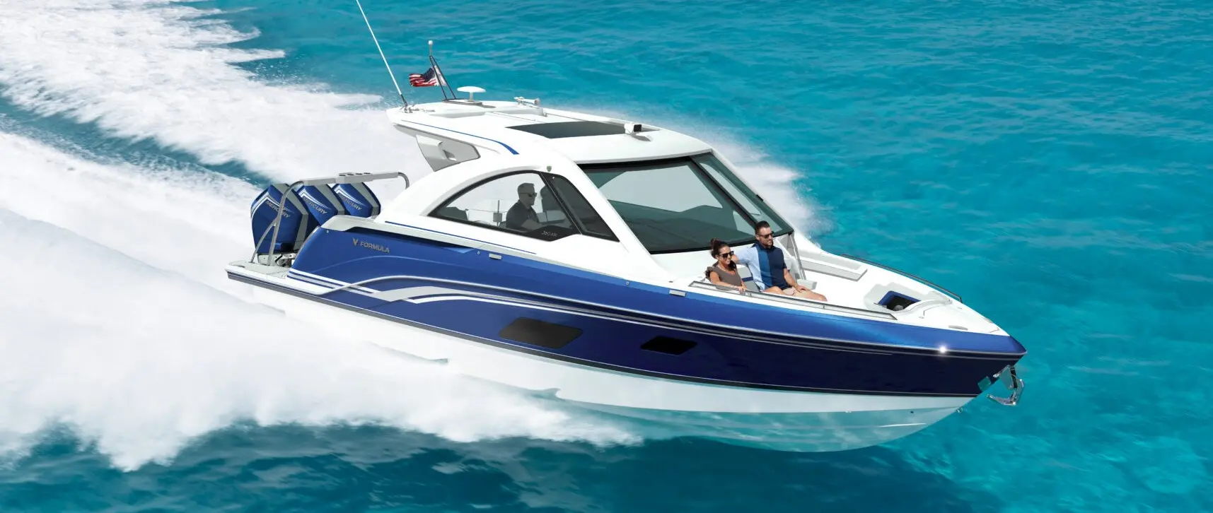 Official boat-builder photograph | Formula 360 SSC combines open bowrider living with full overnight cabin