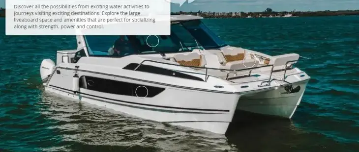 Official source-specific editorial image. Source: https://www.aquilaboats.com/models/sport-power-catamaran/36