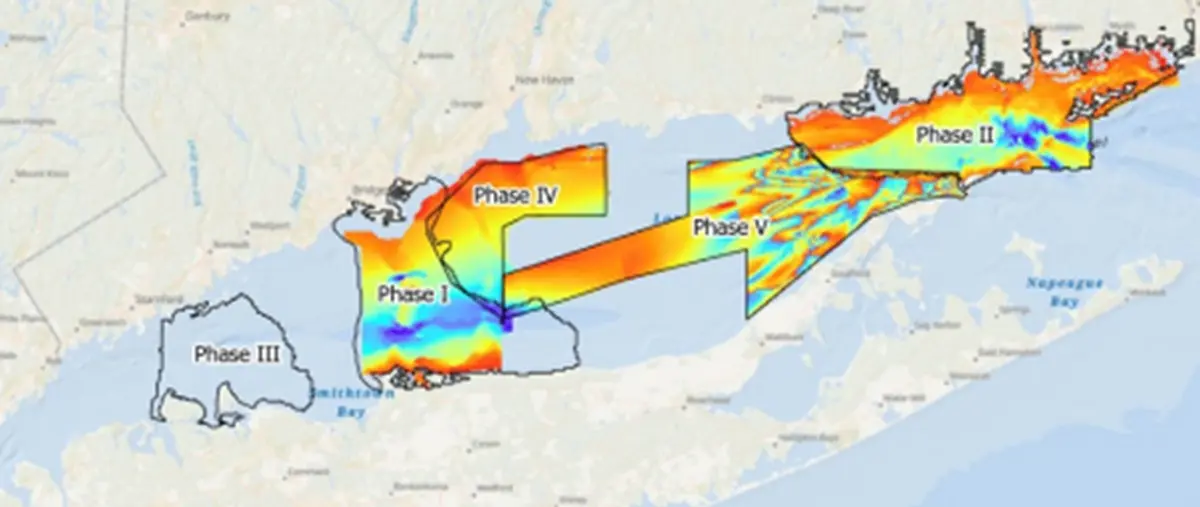 NOAA Office of Coast Survey — original Long Island Sound project-area map, proportionally enlarged for display