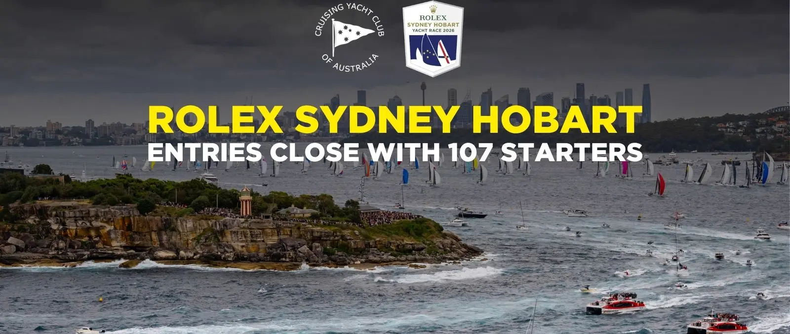 Rolex Sydney Hobart / Cruising Yacht Club of Australia — official 23 October 2026 107-entry announcement photograph