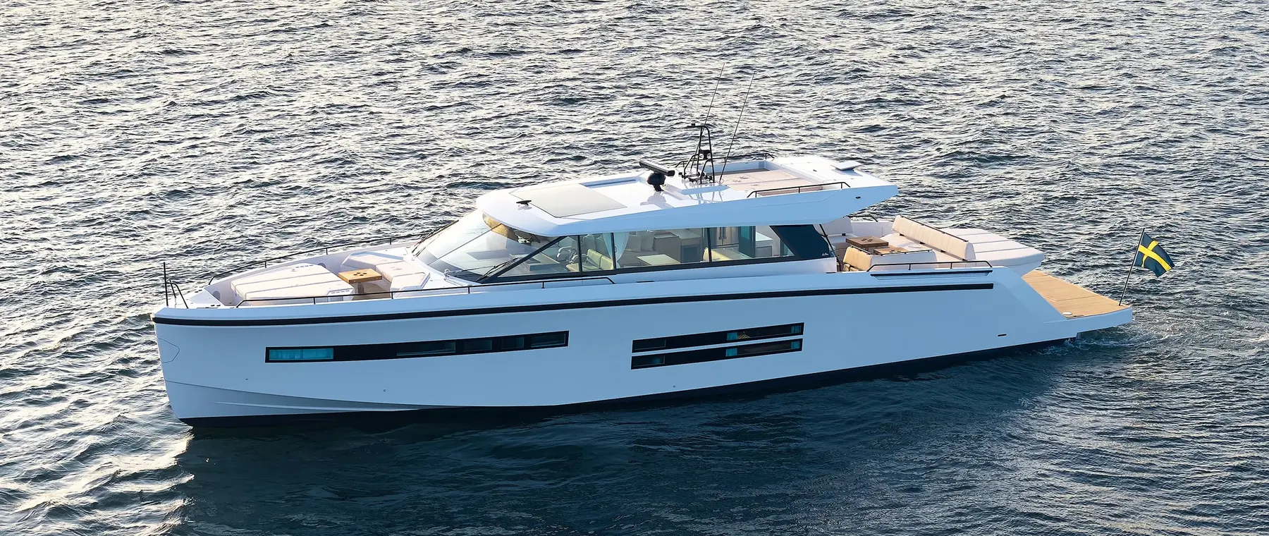 Official Delta Powerboats Americas/Axis Marine Group photograph of the Delta 72 carbon-fibre motor yacht | Delta 72 Carbon Brings Twin IPS and Quad-Outboard Choice to FLIBS