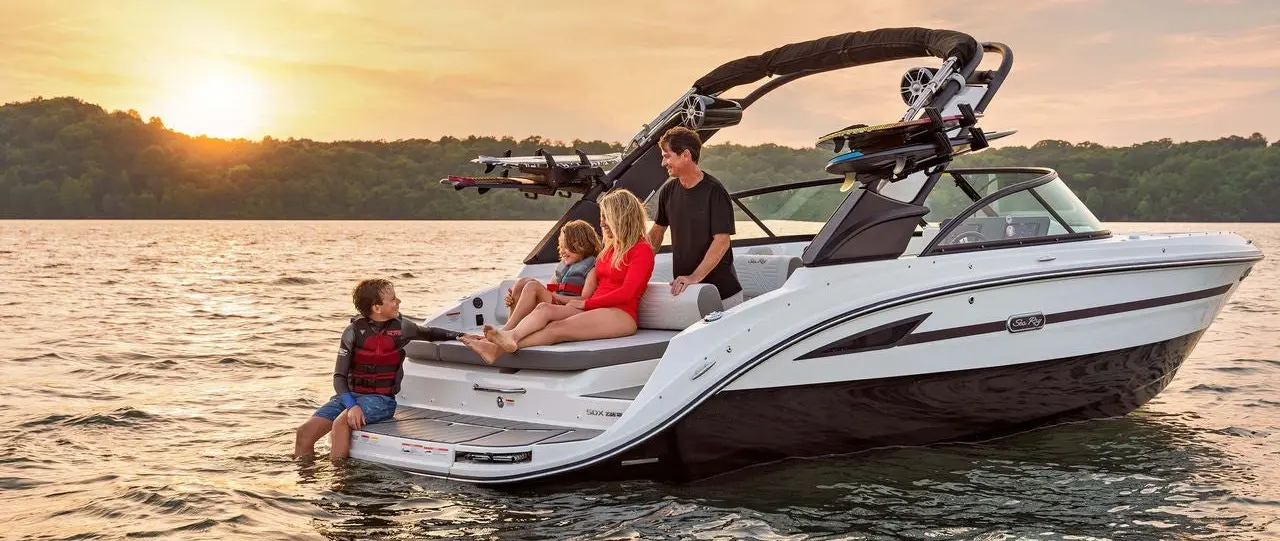 Official boat-builder photograph | Sea Ray SDX 230 Surf Shows How a Family Bowrider Can Serve Watersports