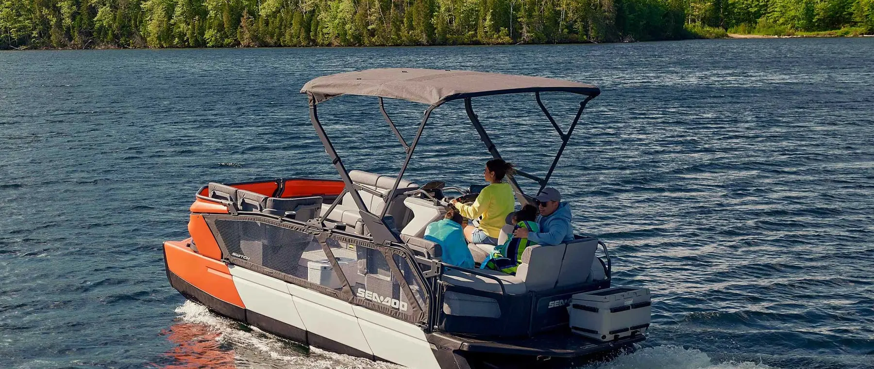 Official BRP Sea-Doo Switch Cruise underway photograph — illustrative model photo, not an incident image