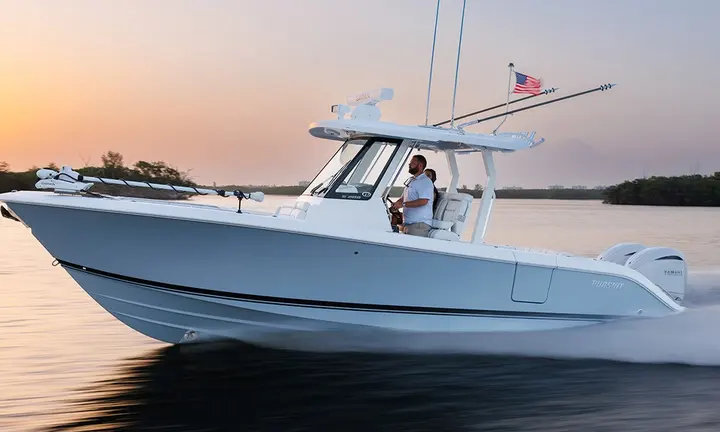 Official boat-builder photograph | Pursuit S 288 redesign brings larger fishing cockpit and smarter family access
