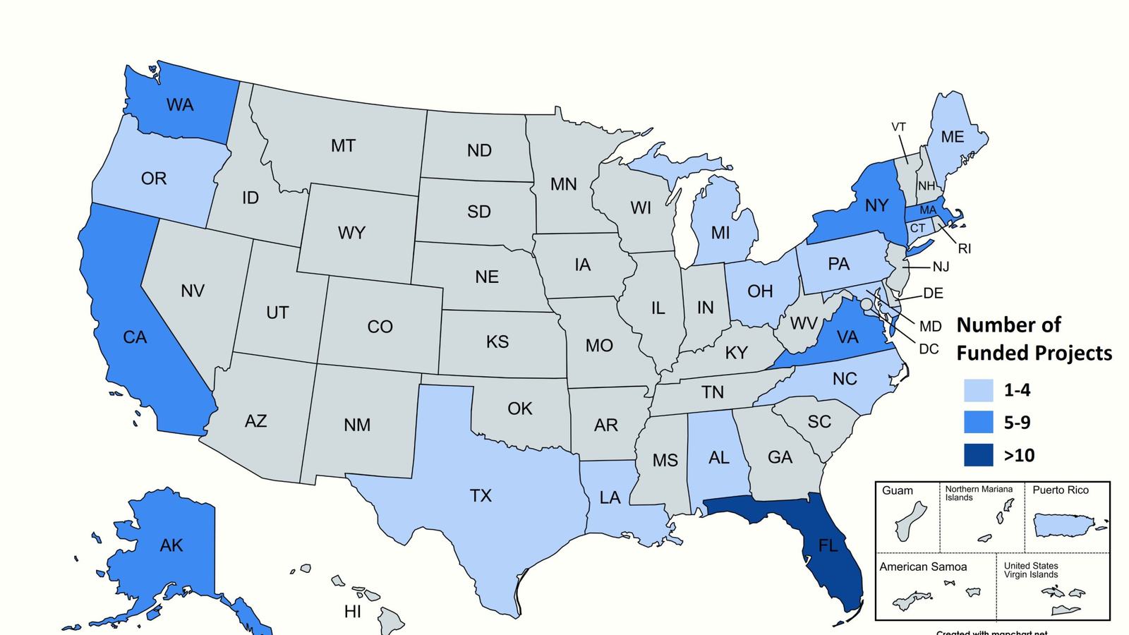 NOAA NCCOS — official HABER response-project distribution map, 2026