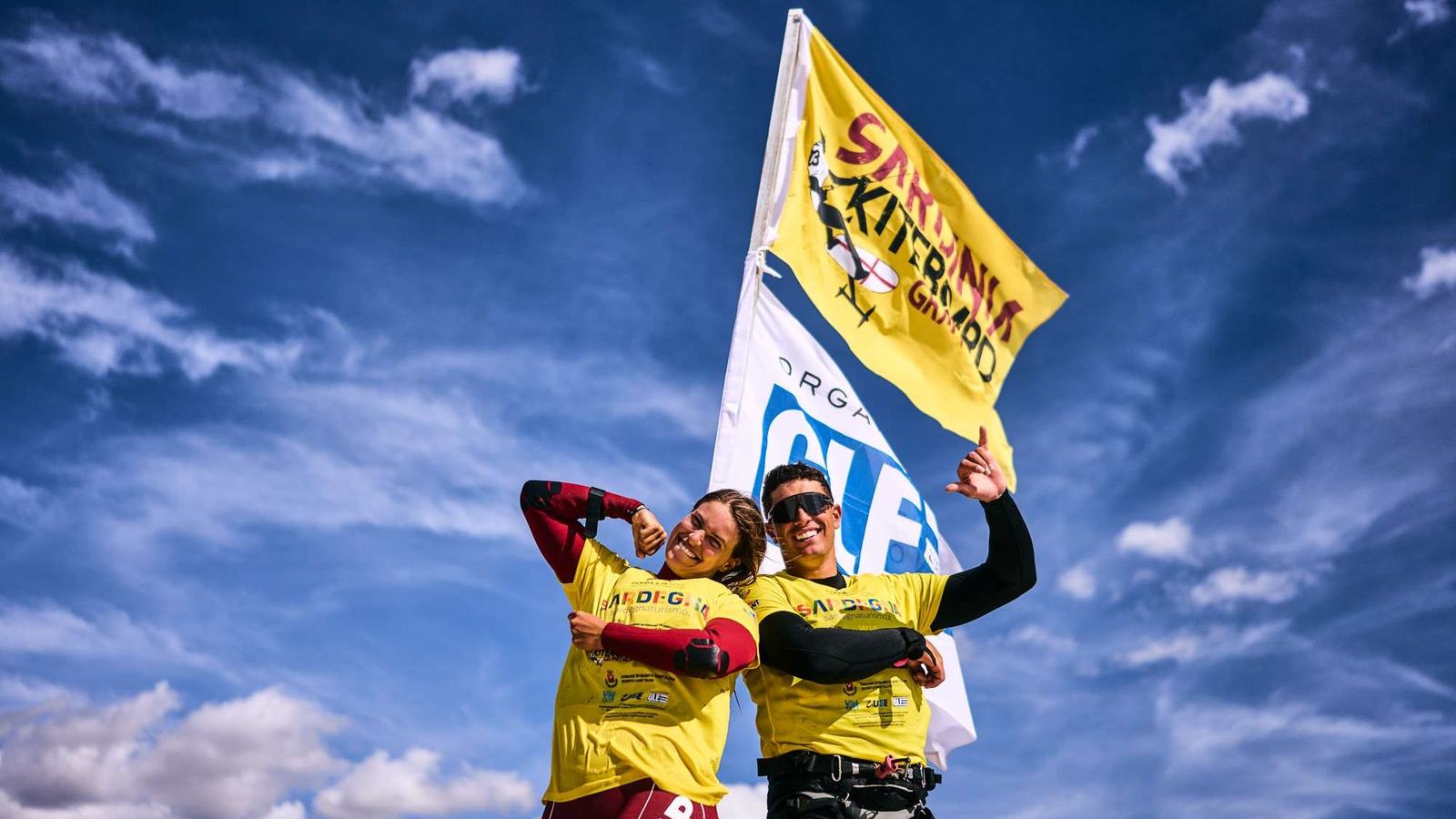 Poetto Beach Celebrates Pianosi and Nolot at Sardinia Kiteboard Grand Slam — official Sardinia Kiteboarding race photograph