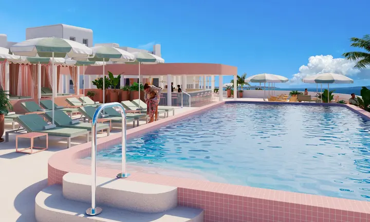 Official Hilton Perla La Paz pool rendering